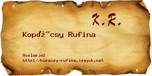 Kopácsy Rufina névjegykártya